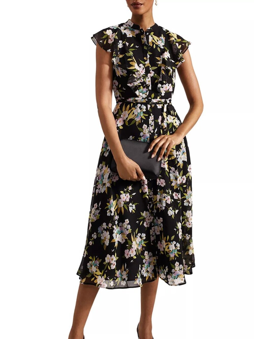 Hobbs Erica Midi Dress - NEW Black Floral